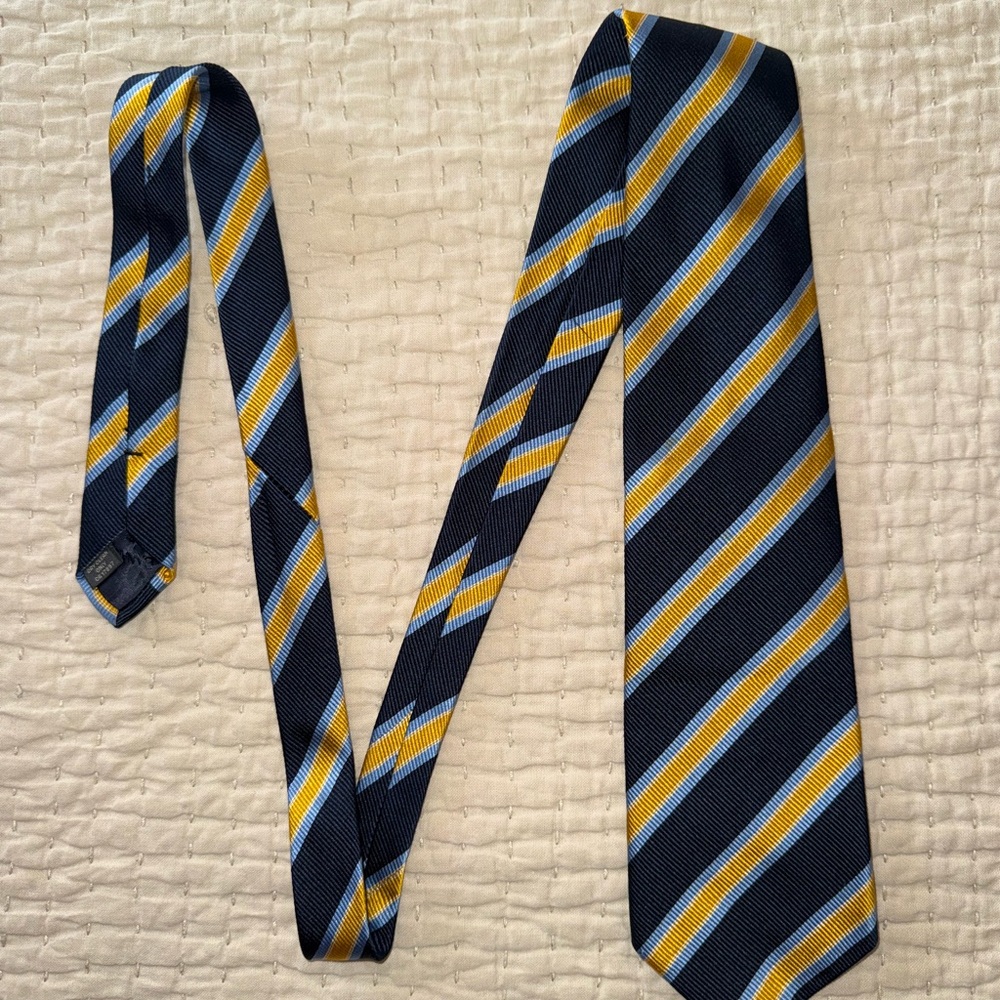 Dark Blue Tie with Yellow Stripes